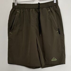 Outdoor sport Men's Olive Athletic Quick-Dry Shorts with Drawstring
